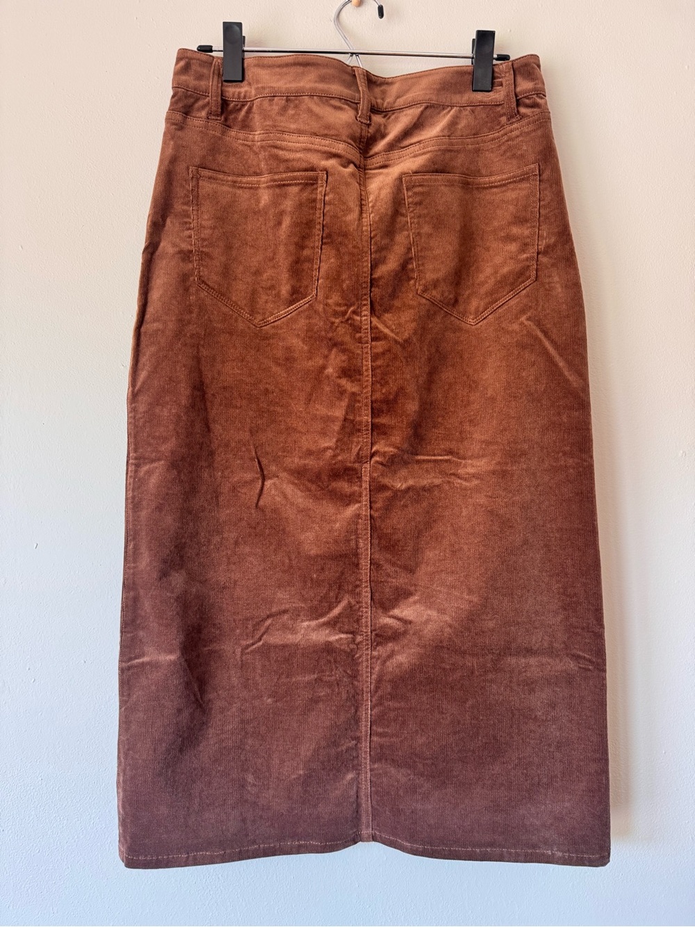 PAIGE Meadow Corduroy Midi Skirt Maple Brown Front Slit Size 6 NWT - Picture 3 of 9